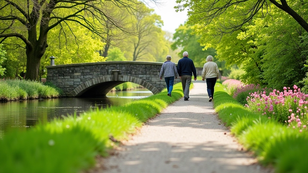 Peaceful Irish canal towpath with wildflowers and natural vegetation